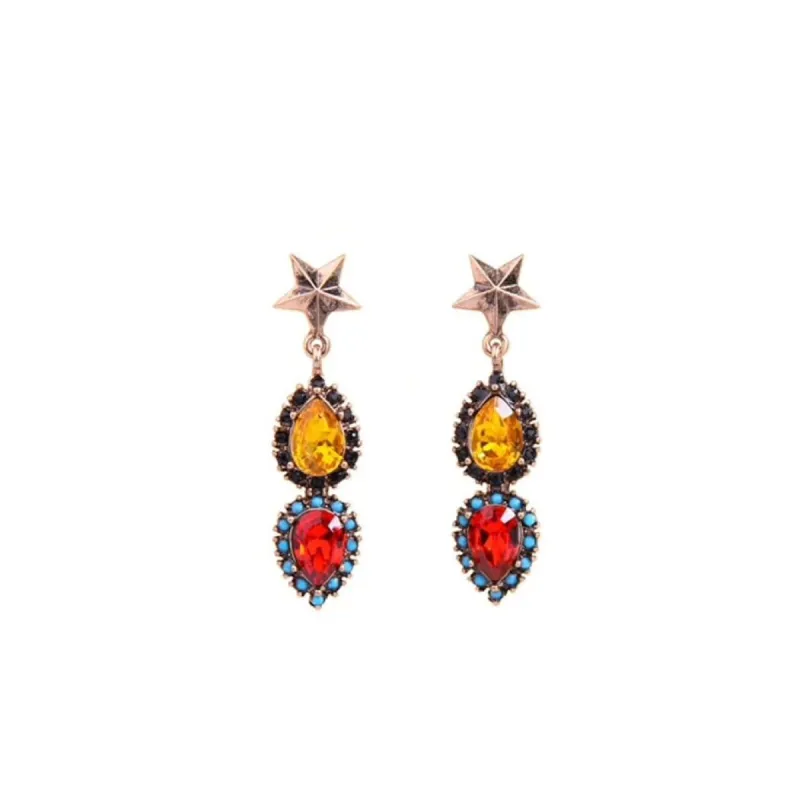 Multi Colored Crystal Teardrop And Star Earrings sold by Zulily