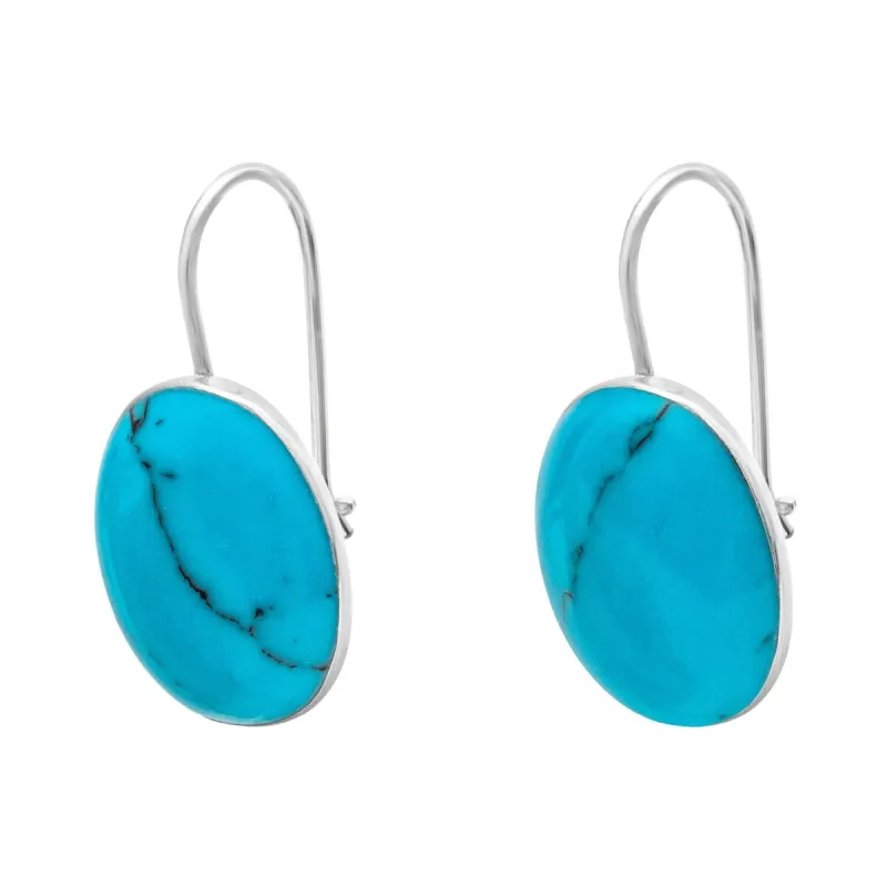 Sterling Silver Simulated Turquoise Oval Threader Earrings sold by Zulily