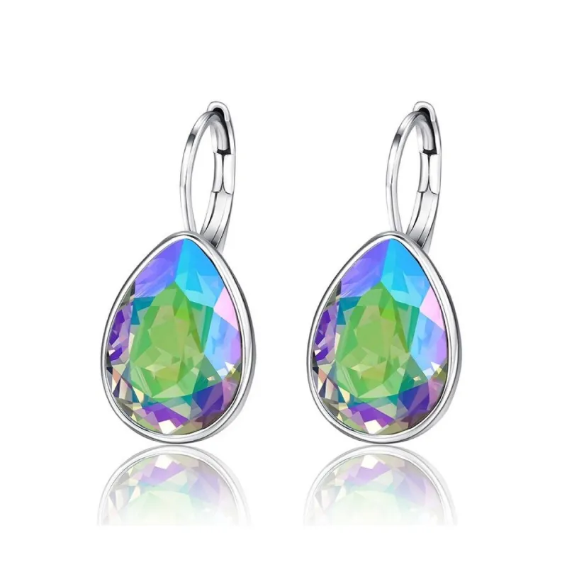 Silvertone Paradise Shine Teardrop Earrings With Swarovski Crystals sold by Zulily