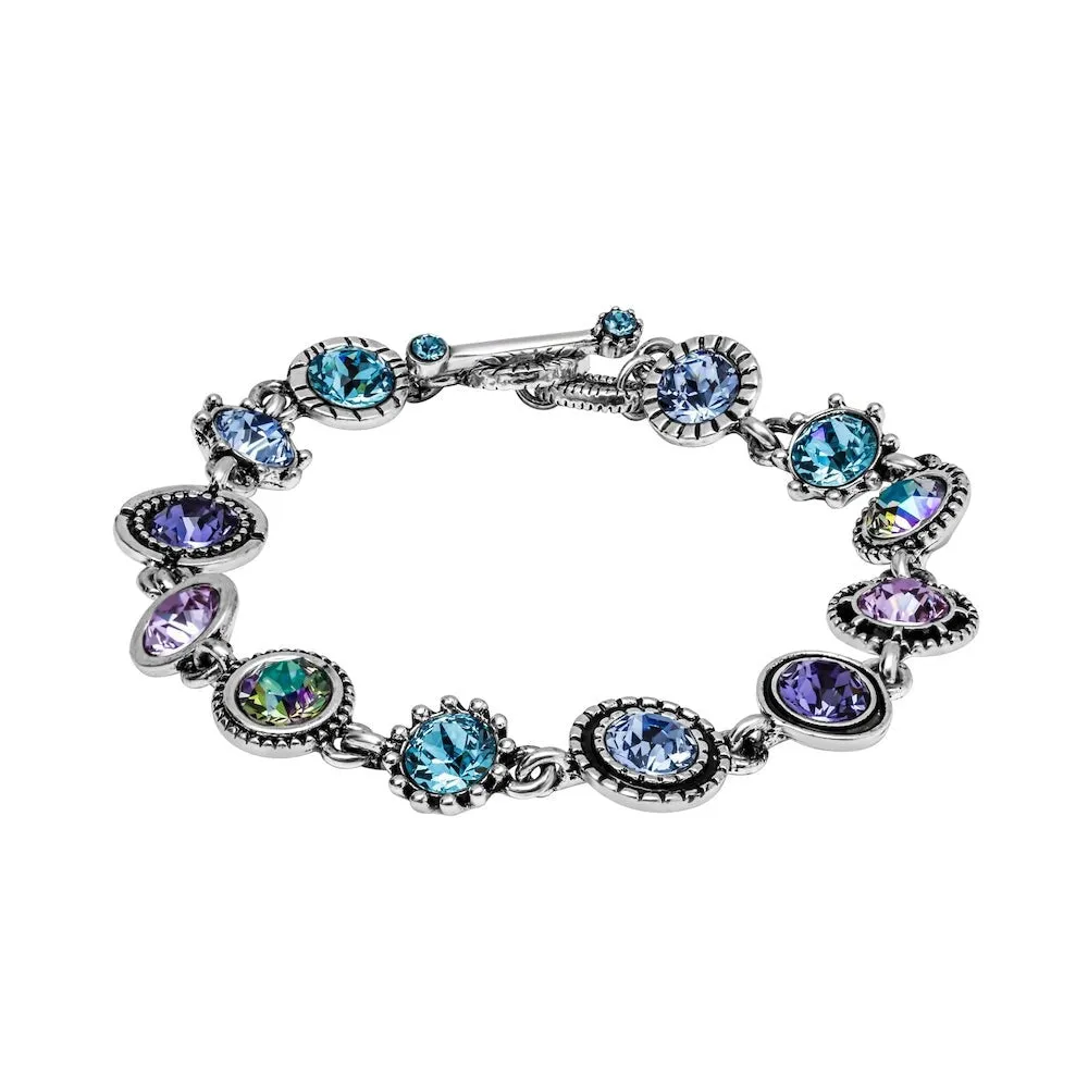 Multi Colored Oxidized Charm Bracelet With Crystals sold by Zulily