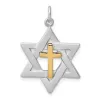 Curata 925 Sterling Silver Two-tone 18" 28mm Messianic Cross Star of David Pendant Necklace sold by Zulily