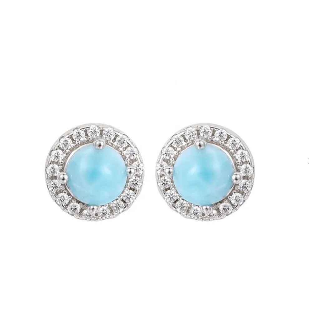 Sky Blue Larimar & Sterling Silver Halo Stud Earrings sold by Zulily