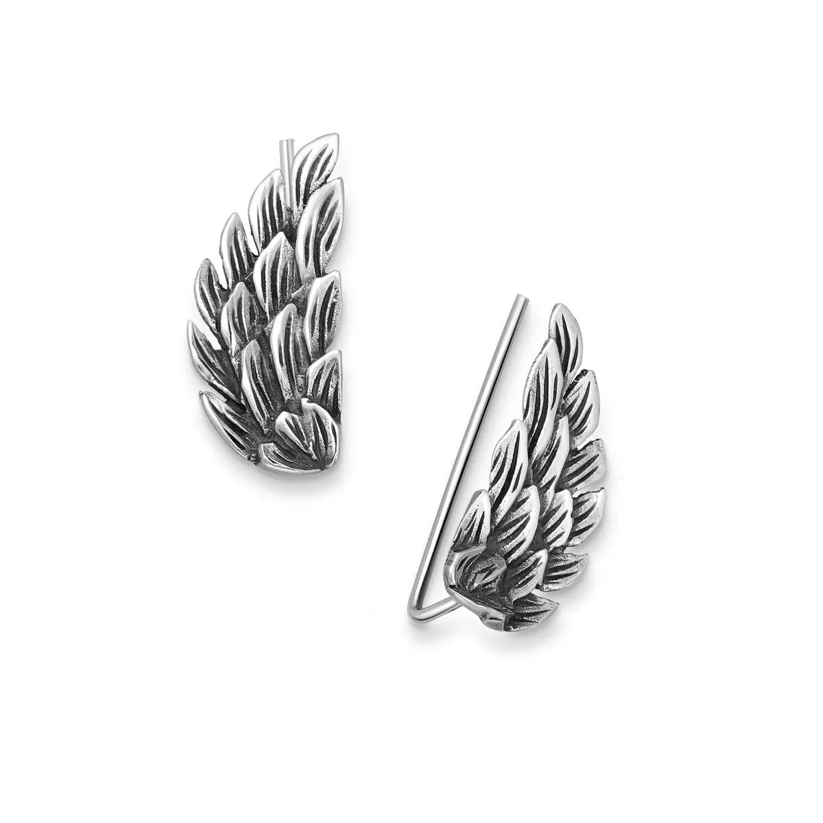 Sterling Silver Oxidized Leaf Threader Earrings sold by Zulily