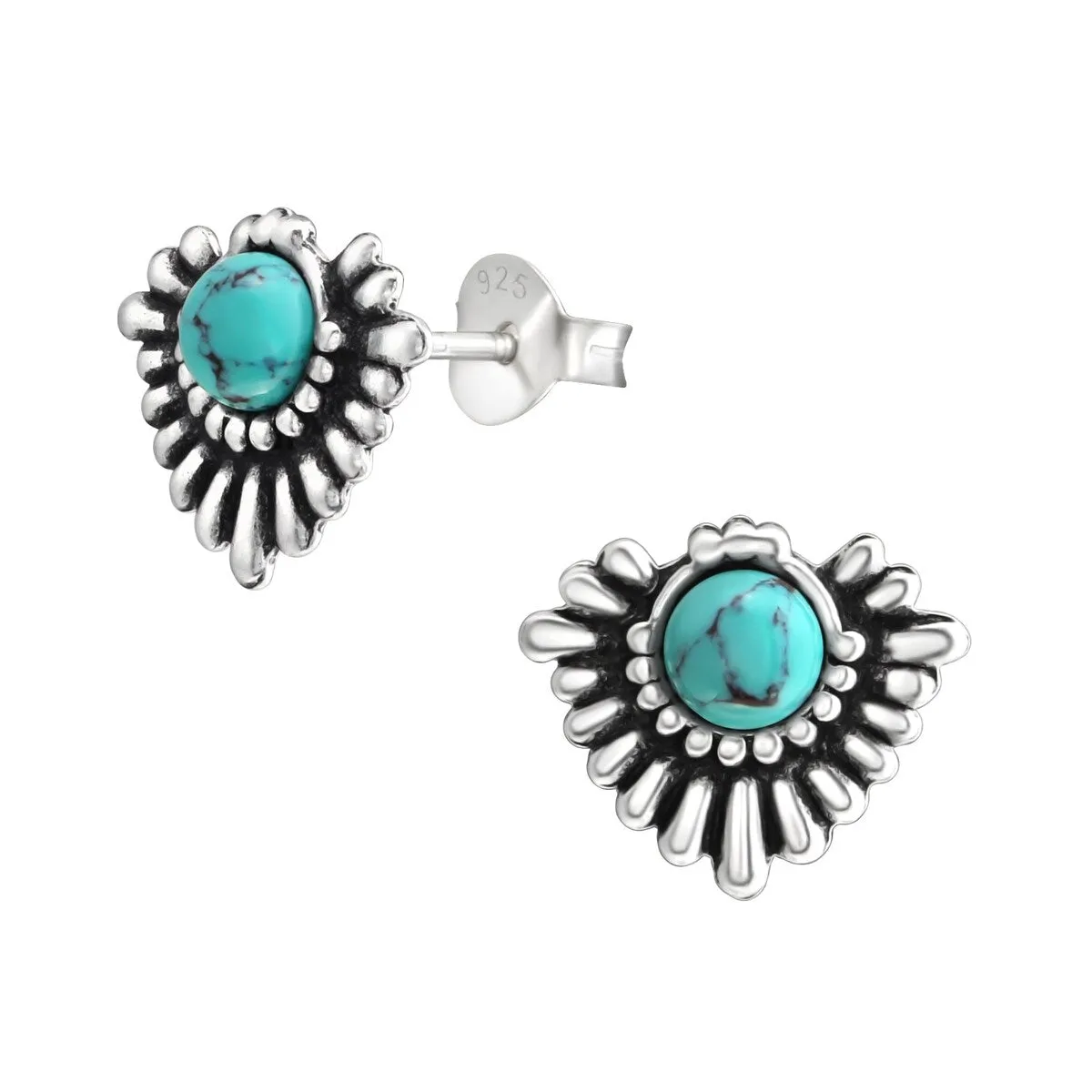 Turquoise Sterling Silver Boho Stud Earrings sold by Zulily