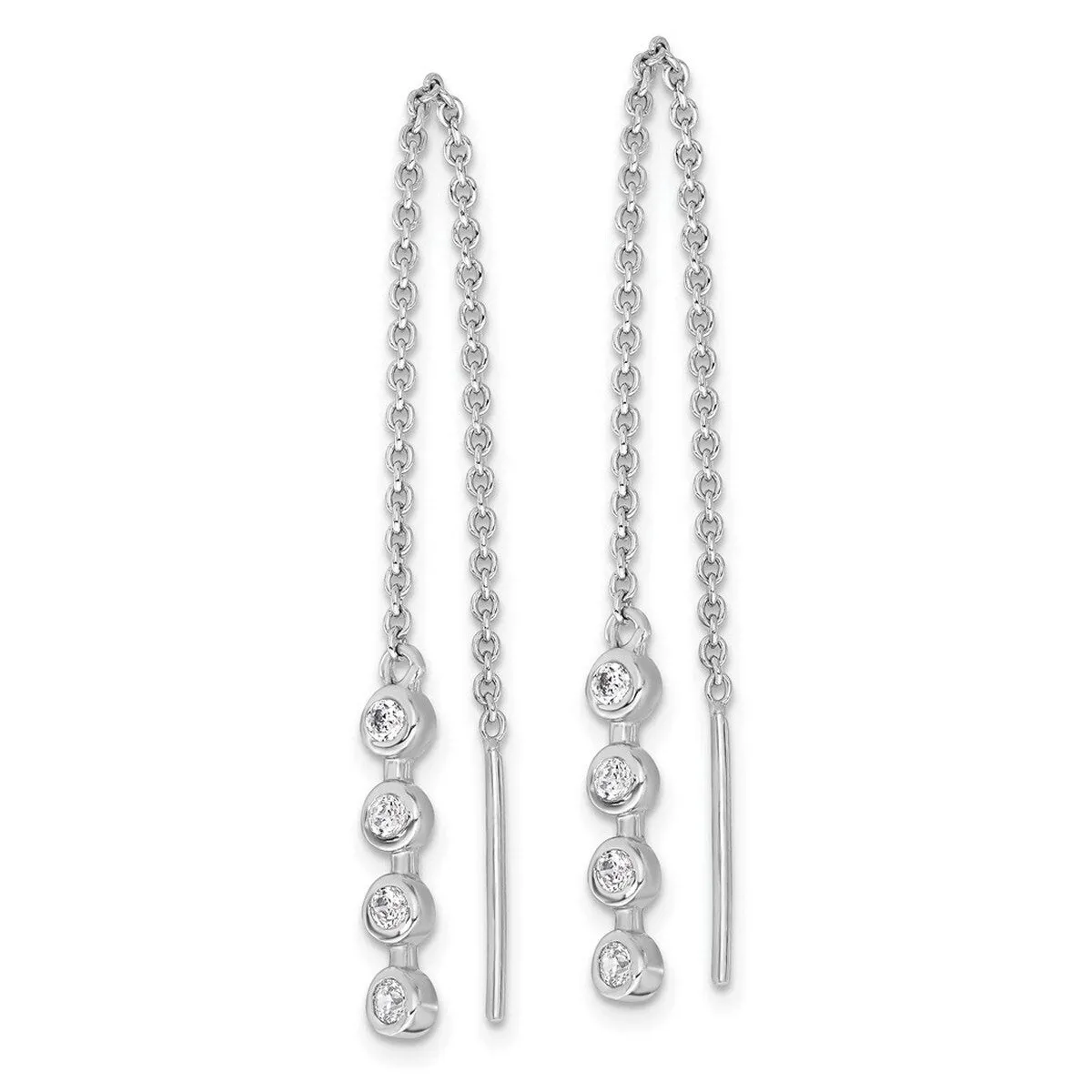 Curata 925 Sterling Silver 3.5x44mm Bezel Cubic Zirconia Threader Earrings sold by Zulily product image thumbnail 3