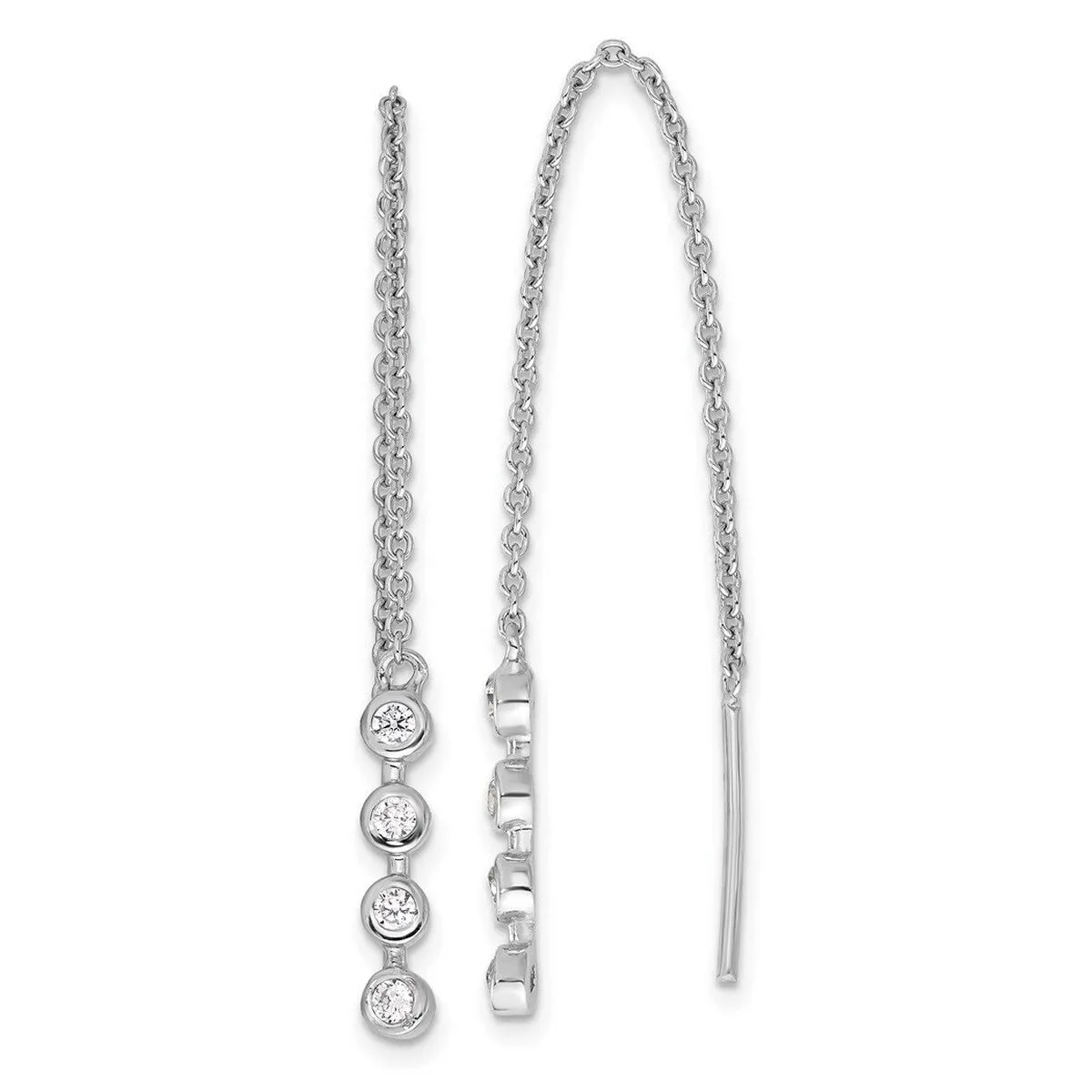 Curata 925 Sterling Silver 3.5x44mm Bezel Cubic Zirconia Threader Earrings sold by Zulily