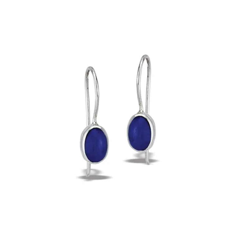 Sterling Silver Sodalite Oval Threader Earrings sold by Zulily