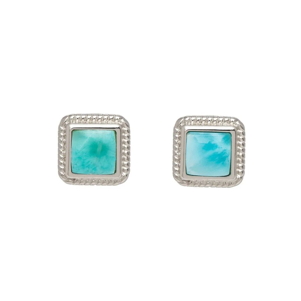 Sterling Silver & Larimar Square Stud Earrings sold by Zulily