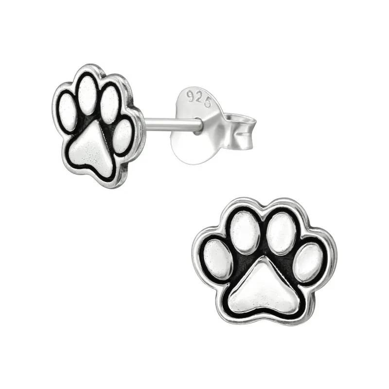 Sterling Silver Paw Print Stud Earrings sold by Zulily