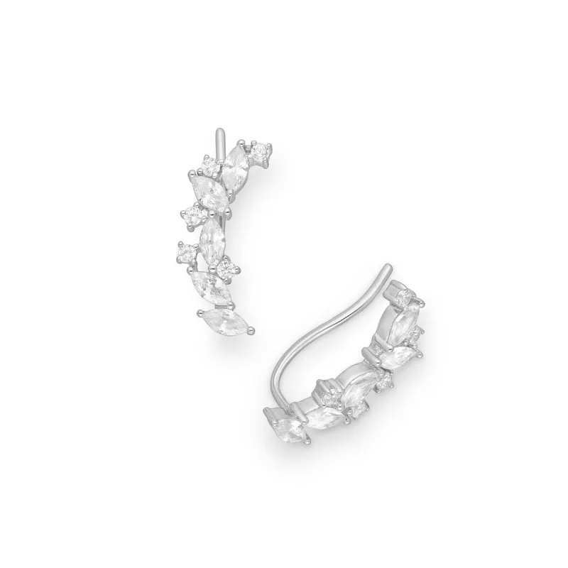 Sterling Silver Clear Cubic Zirconia Marquis Threader Earrings sold by Zulily