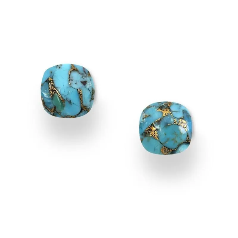 18K Gold-Plated Sterling Silver & Turquoise Cushion Cut Stud Earrings- AG Sterling sold by Zulily