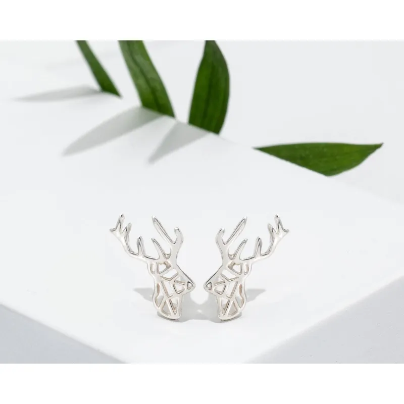 Sterling Silver Origami Deer Stud Earrings sold by Zulily