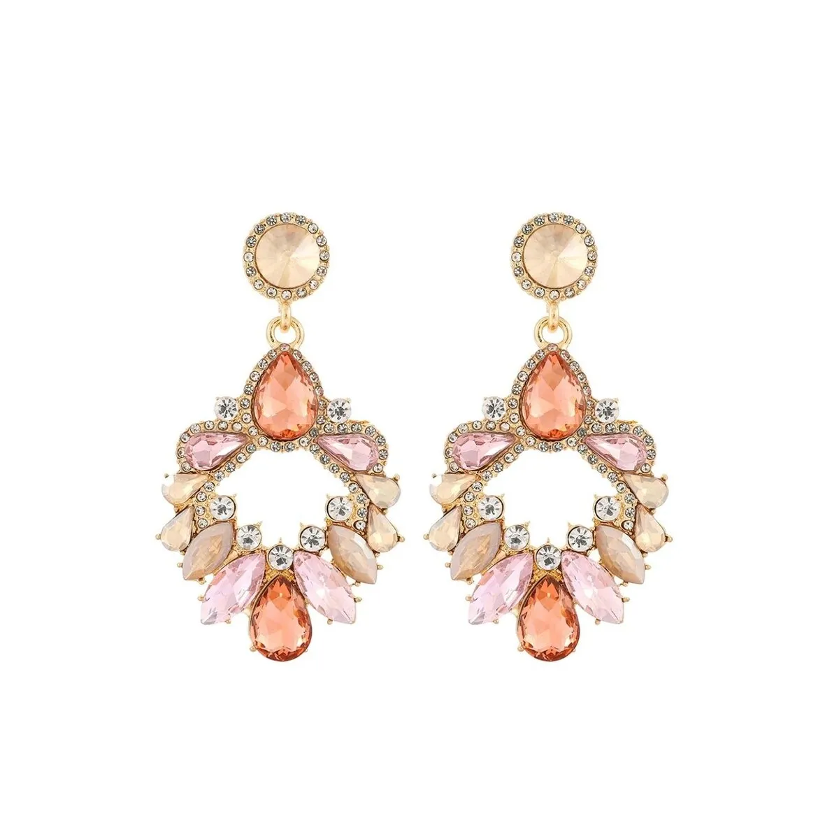 Champagne, Pink & Coral Crystal Chandelier Drop Earrings sold by Zulily