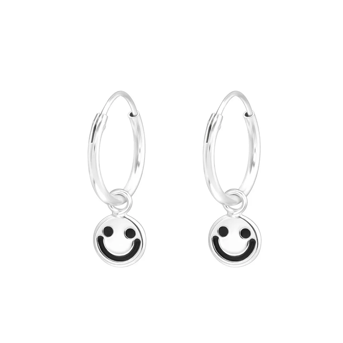 Sterling Silver Happy Face Huggie Hoop Earrings sold by Zulily