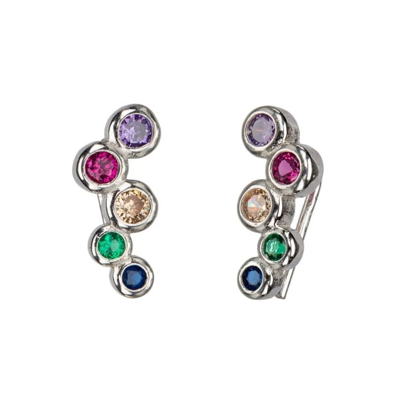 Sterling Silver Multi Colored Cubic Zirconia Threader Earrings sold by Zulily