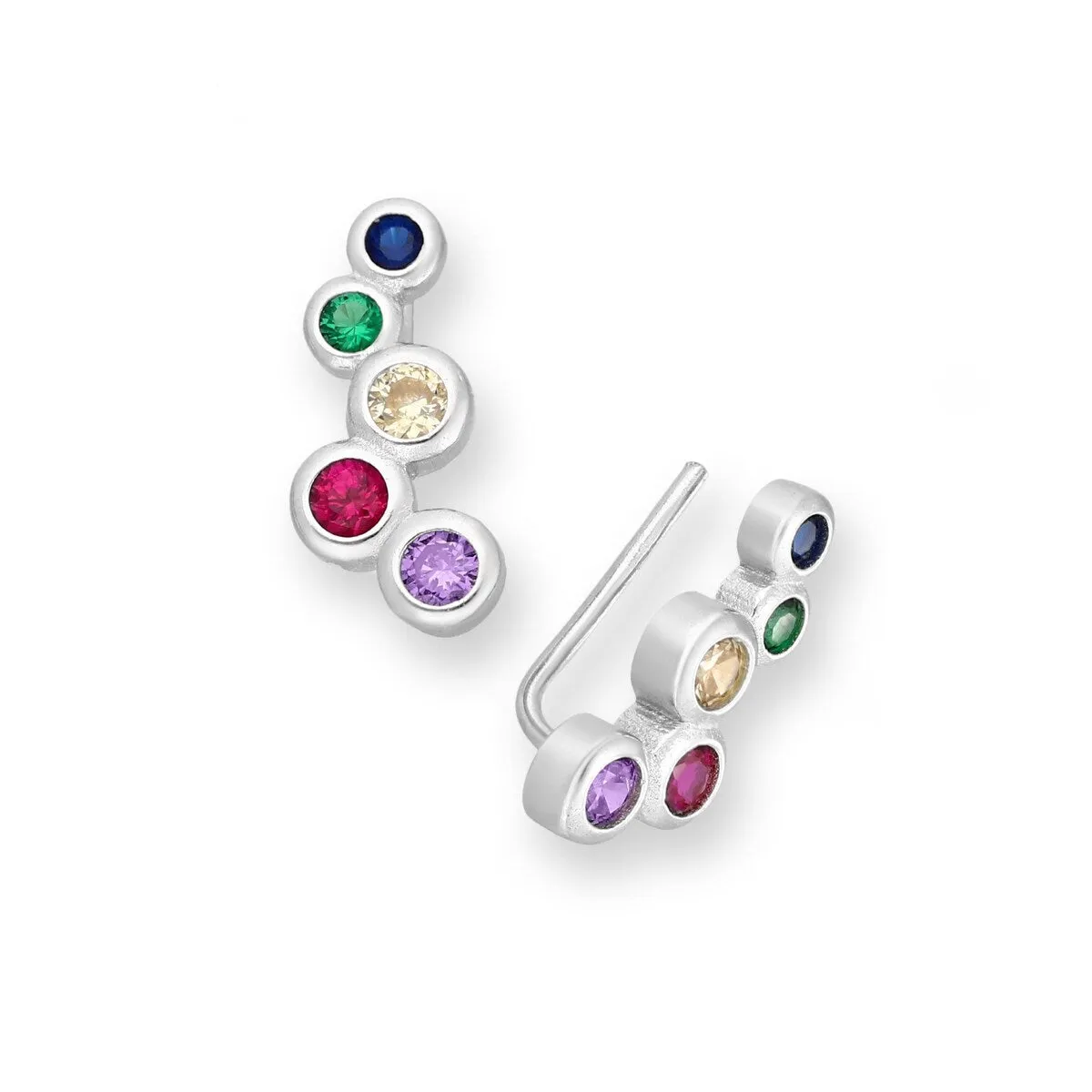 Sterling Silver Multi Colored Cubic Zirconia Threader Earrings sold by Zulily product image thumbnail 2