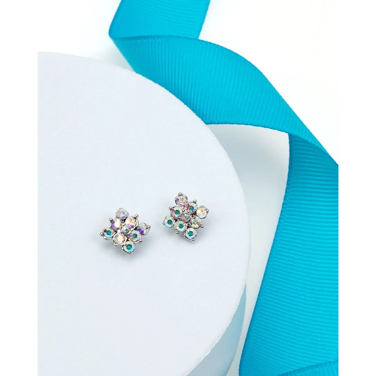 Aurora Borealis Crystal Floral Stud Earrings sold by Zulily product image thumbnail 2