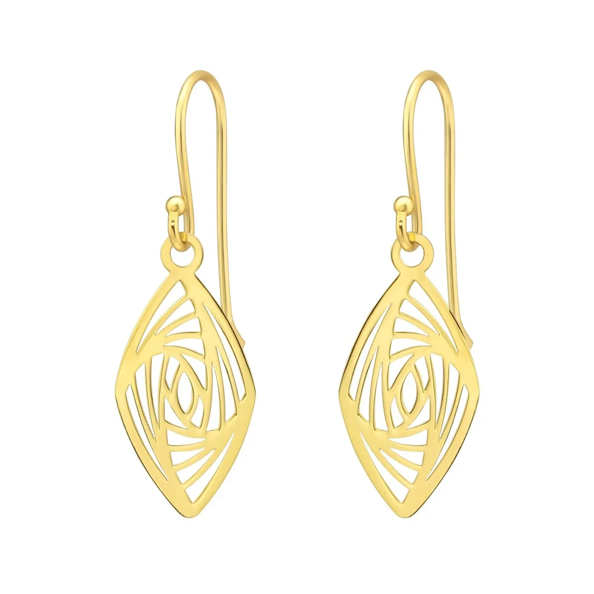Sterling Silver 18k Gold-Plated Marquis Spiral Drop Earrings sold by Zulily