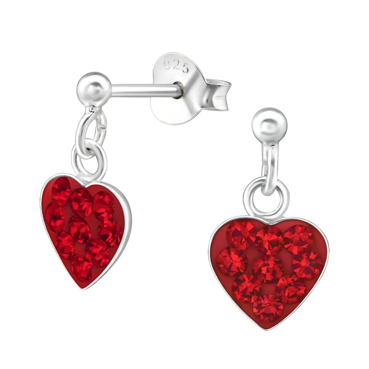 Sterling Silver Red Cubic Zirconia Heart Drop Earrings sold by Zulily