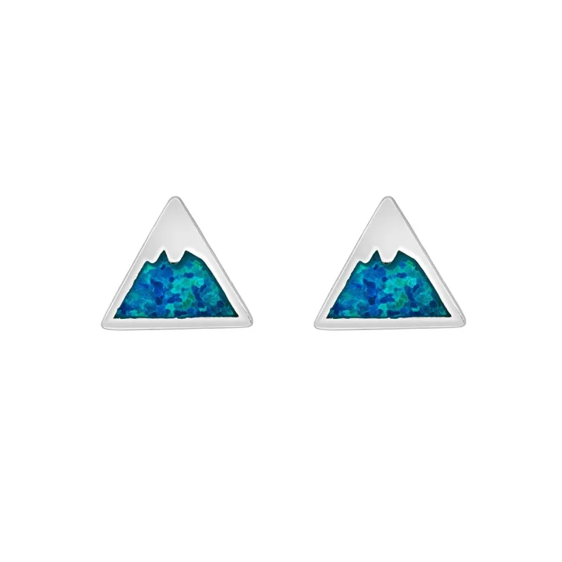 Sterling Silver Blue Opal Mountain Range Stud Earrings sold by Zulily