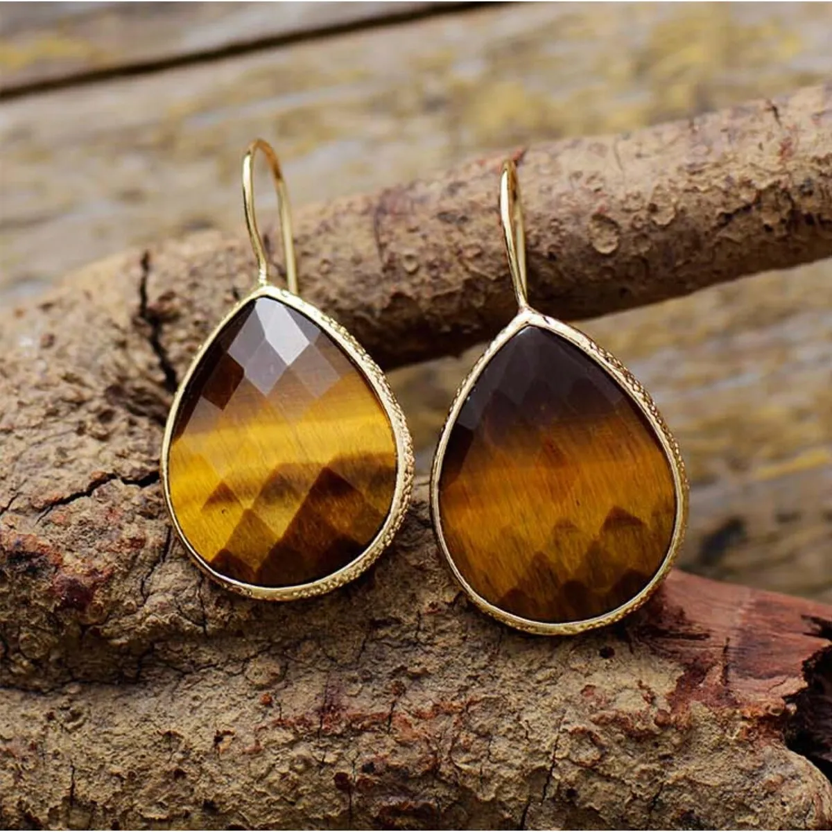 Tiger's Eye & Goldtone Teardrop Earrings sold by Zulily
