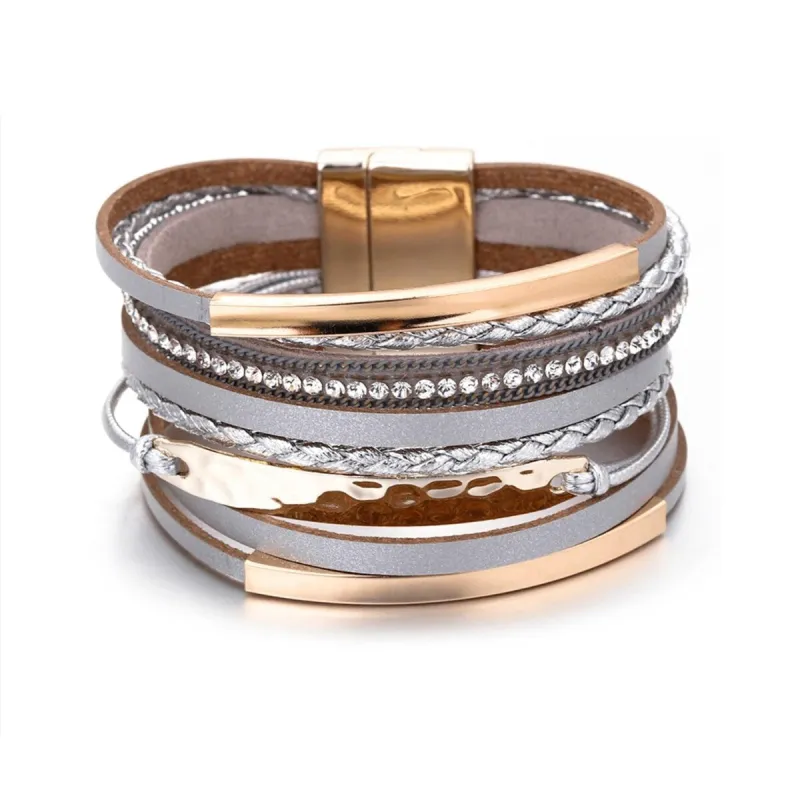 Grey Goldtone Multi Strand Faux Leather Bracelet sold by Zulily