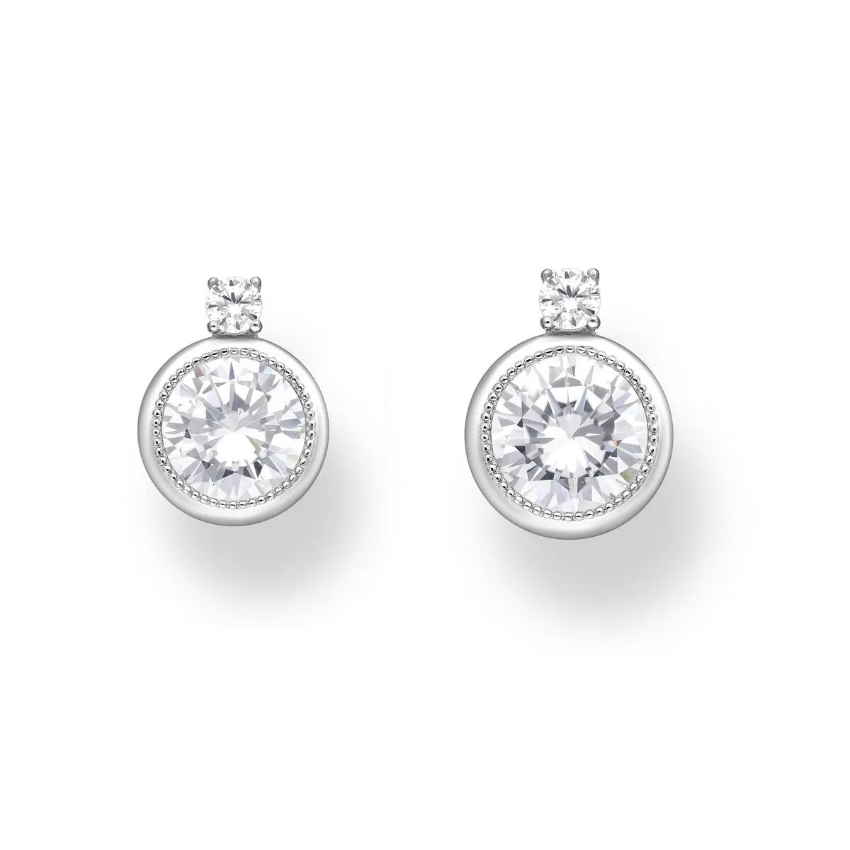 Cubic Zirconia & Sterling Silver Circular Stud Earrings sold by Zulily