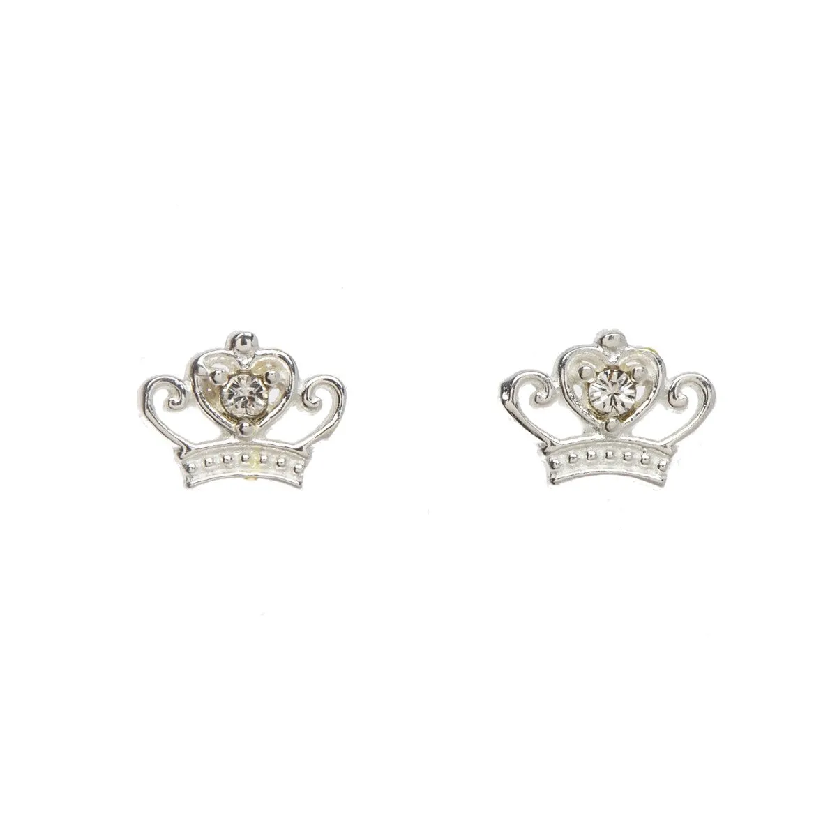 Sterling Silver Cubic Zirconia Dainty Crown Stud Earrings sold by Zulily