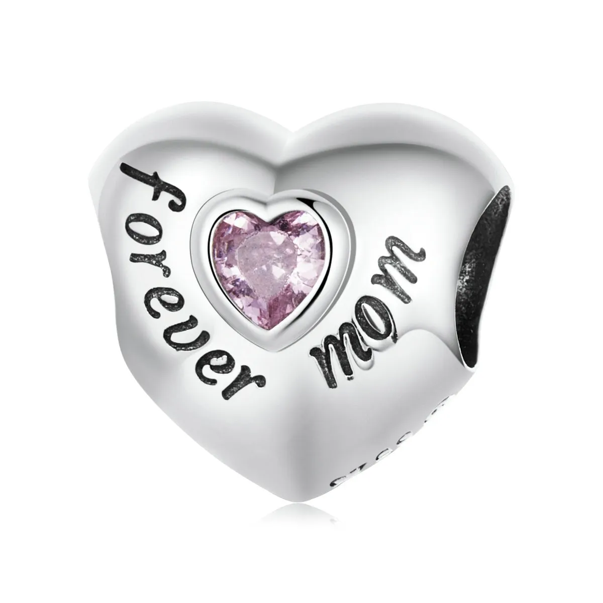 Pink Cubic Zirconia & Sterling Silver 'Forever Mom' Heart Charm sold by Zulily