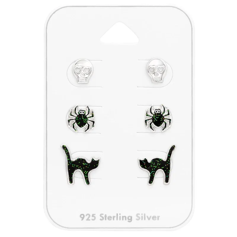 Sterling Silver Halloween Set Of 3 Stud Earrings sold by Zulily