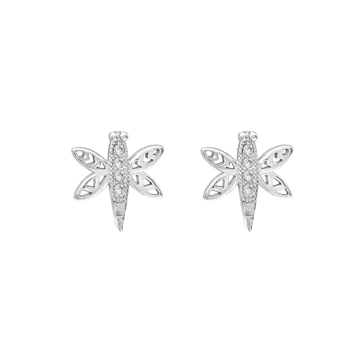 Sterling Silver & Cubic Zirconia Dragonfly Stud Earrings sold by Zulily