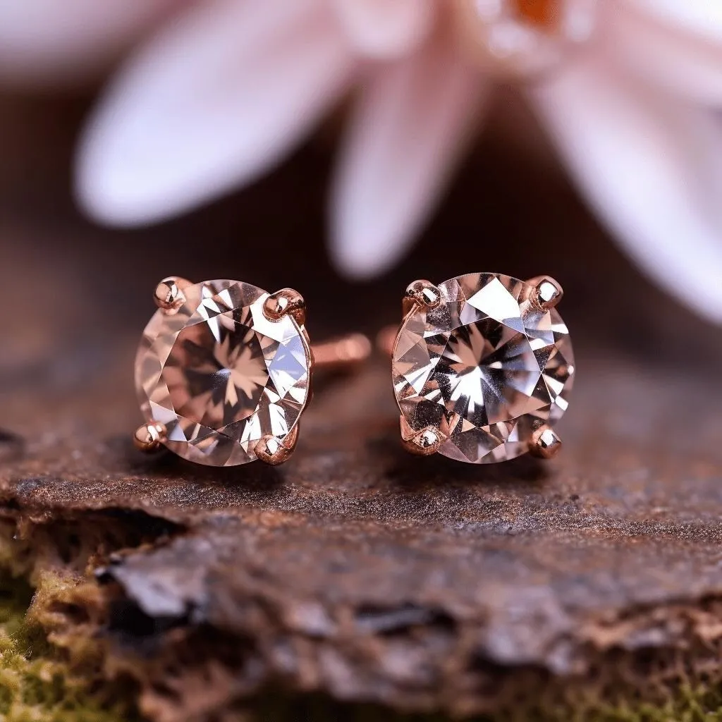 18K Rose Genuine Morganite Stud Earrings sold by Zulily product image thumbnail 2
