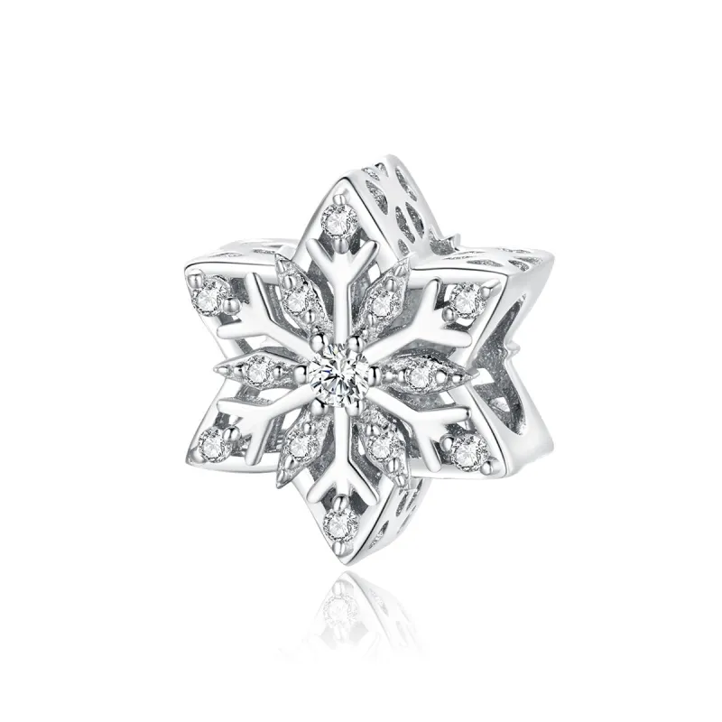 Sterling Silver Snowflake Charm with CZ sold by Zulily
