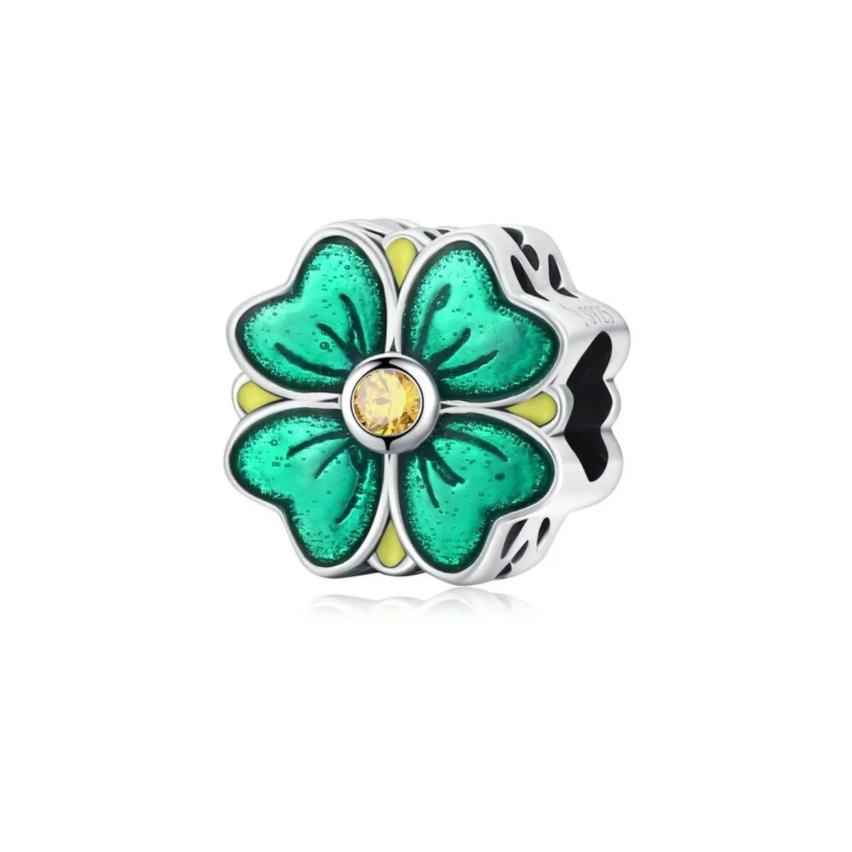 Yellow Cubic Zirconia & sterling Silver Lucky Clover Charm sold by Zulily