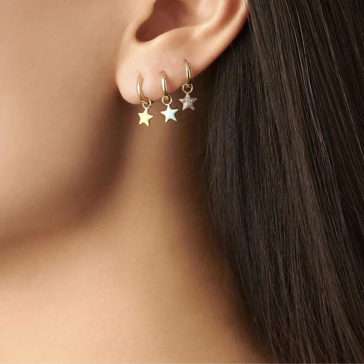 Goldtone Set Of 3 Star Huggie Hoop Earrings sold by Zulily
