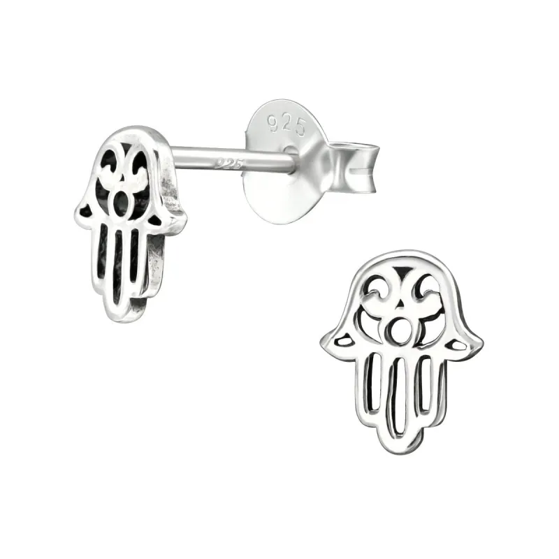 Sterling Silver Hamsa Stud Earrings sold by Zulily
