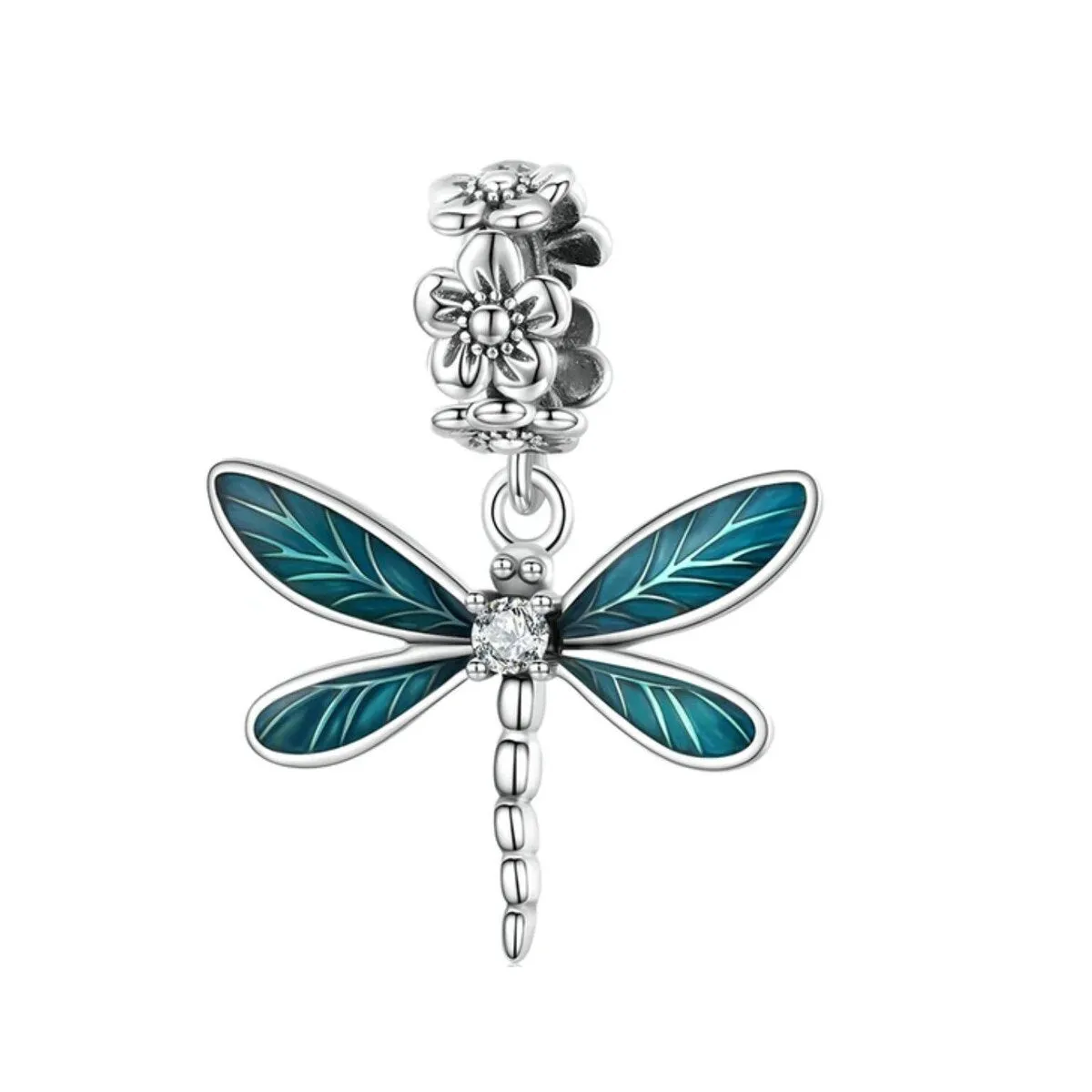 Green & Sterling Silver Cubic Zirconia-Accent Dainty Dragonfly Charm sold by Zulily