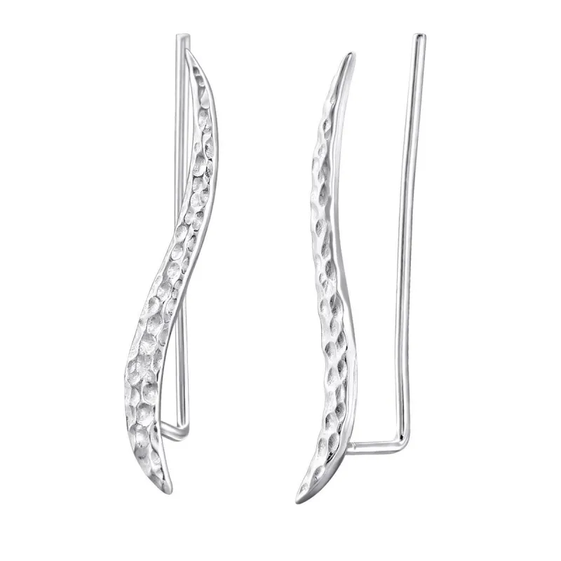 Sterling Silver Hammered Wave Ear Climbers sold by Zulily