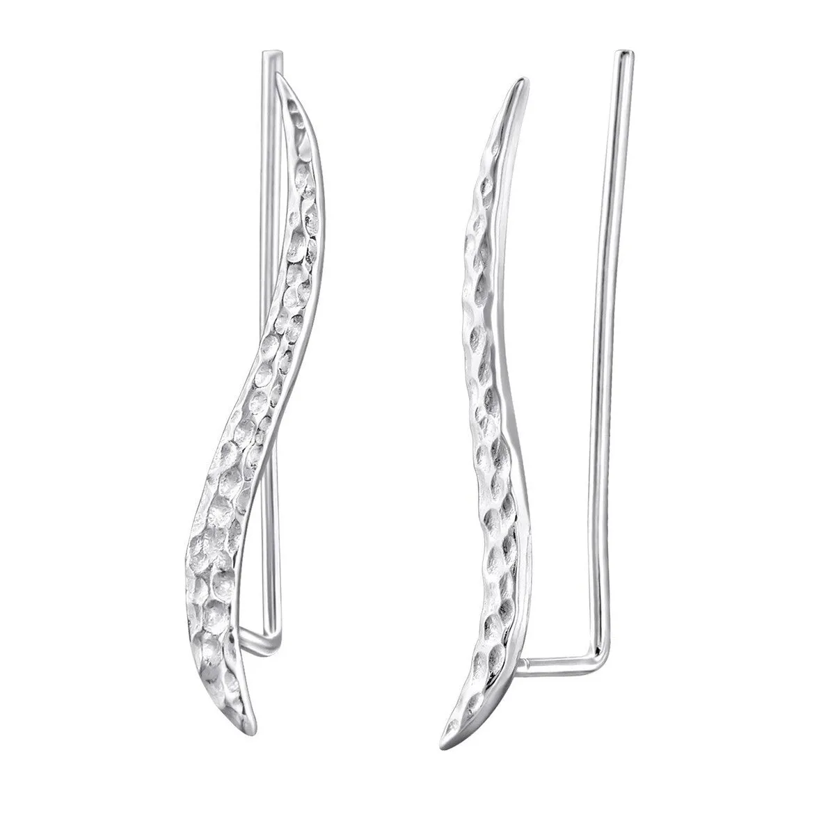 Sterling Silver Hammered Wave Ear Climbers sold by Zulily