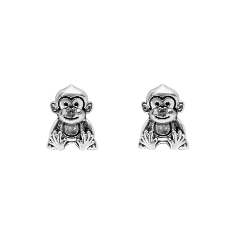 Sterling Silver Happy Monkey Stud Earrings sold by Zulily