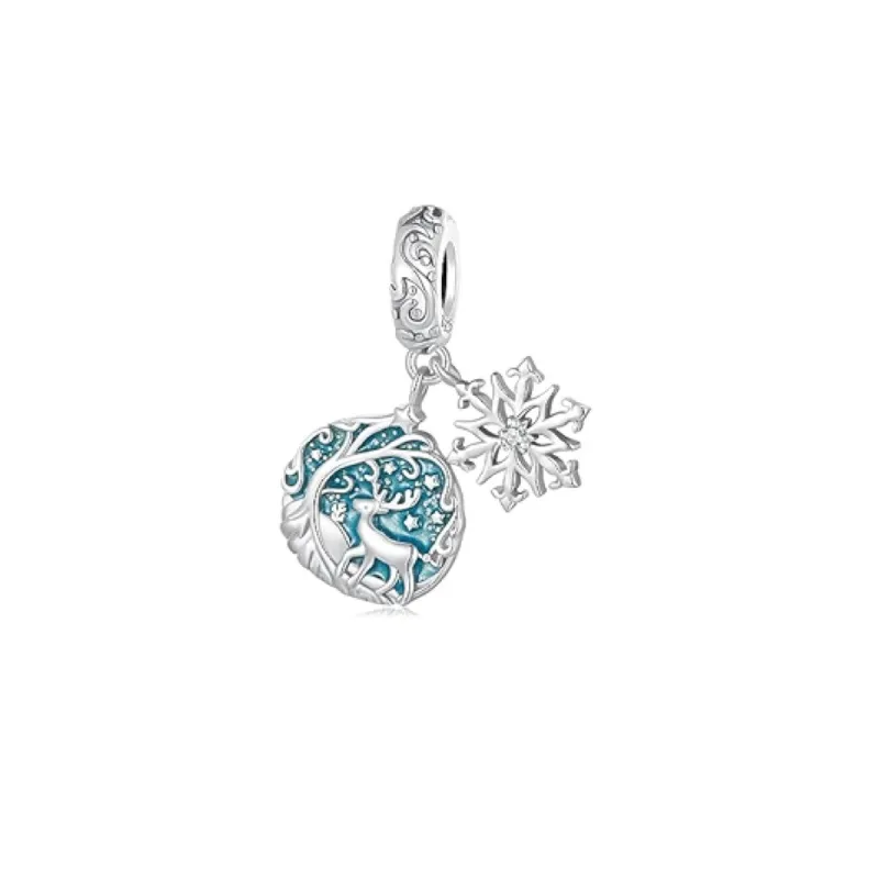 Sterling Silver & Blue Deer Winterscape 'You Light Up My Life' Bracelet Charm sold by Zulily
