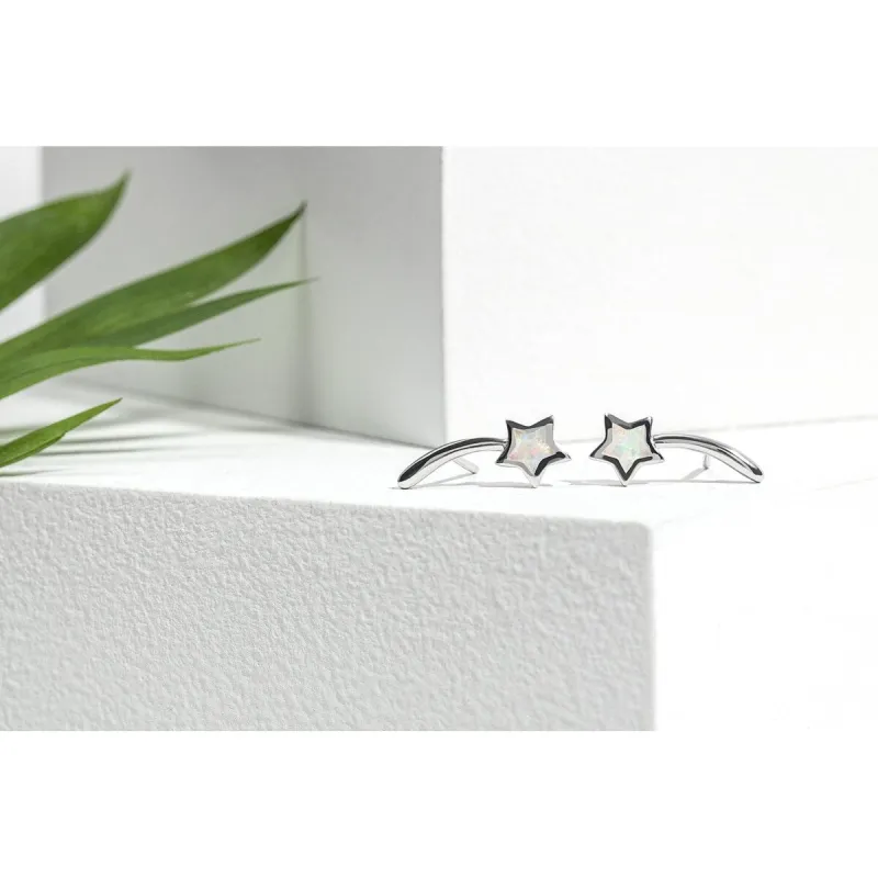 Sterling Silver White Opal Shooting Star Earrings sold by Zulily
