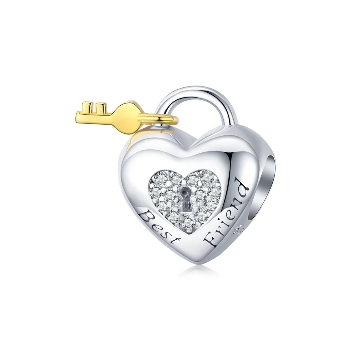 Cubic Zirconia & Sterling Silver Lock & Key Charm sold by Zulily