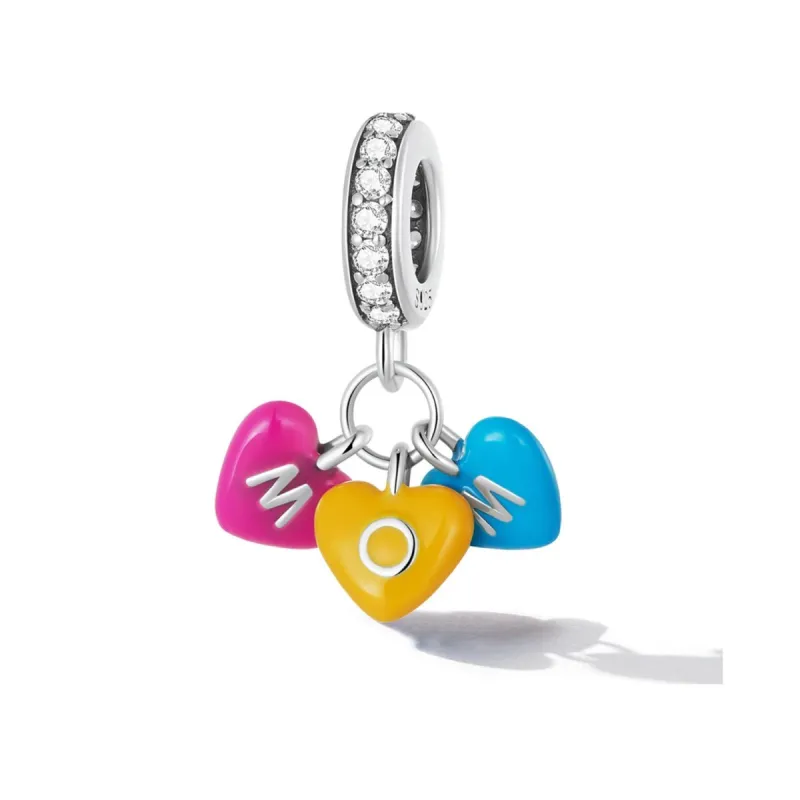 Sterling Silver Multi Colored Mom Hearts Dancing Charm sold by Zulily
