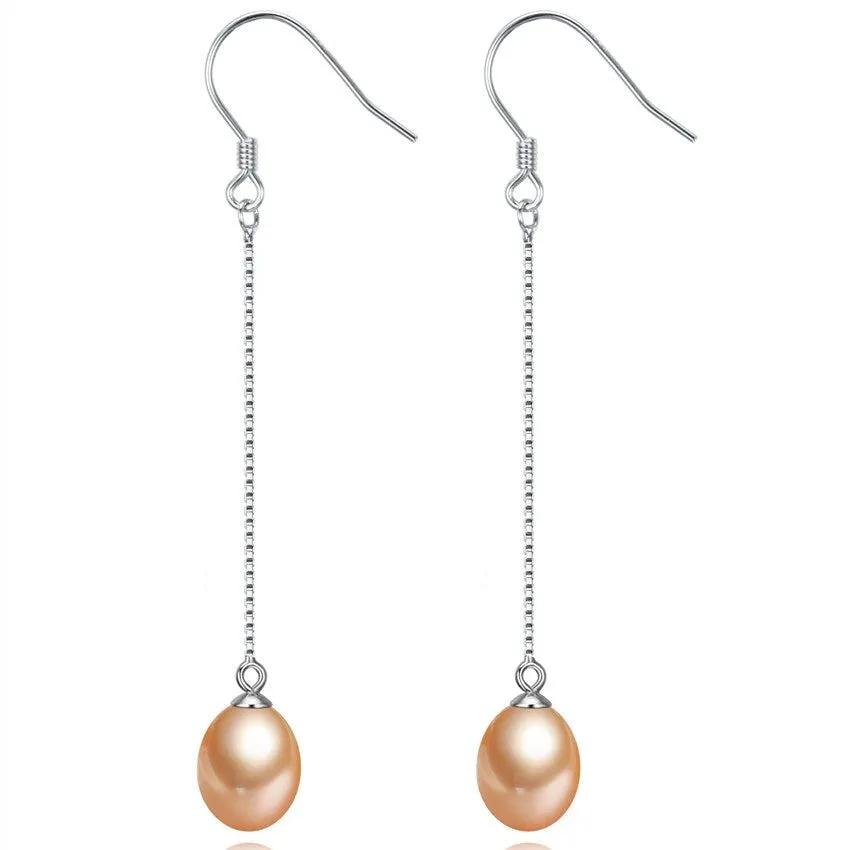 Sterling Silver Threader Peach Freshwater Pearl Earrings sold by Zulily