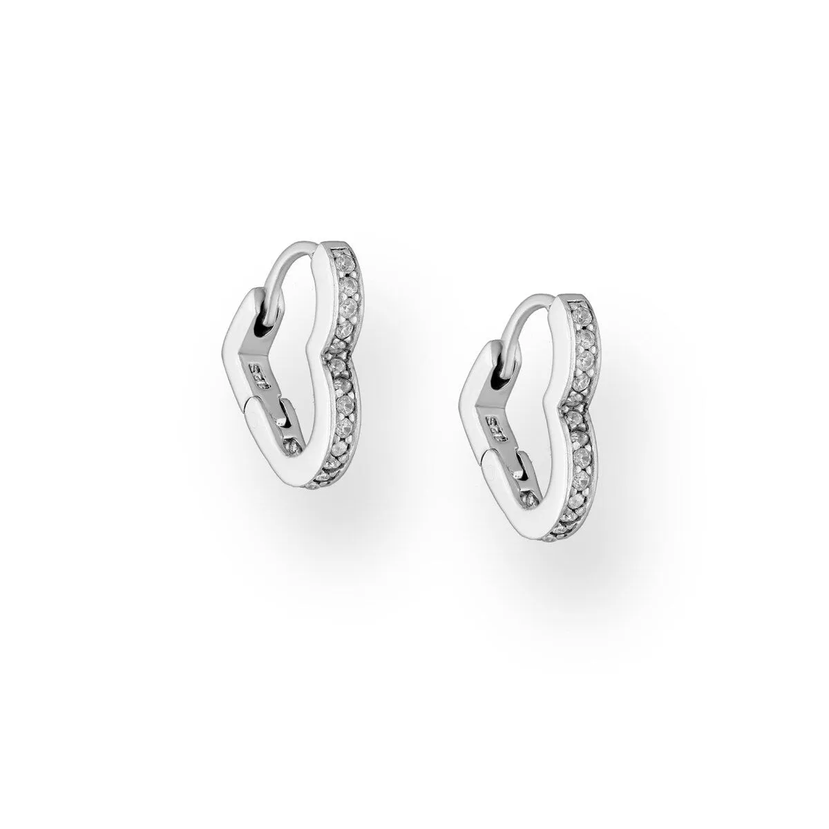 Sterling Silver Cubic Zirconia Heart Hoop Earrings sold by Zulily