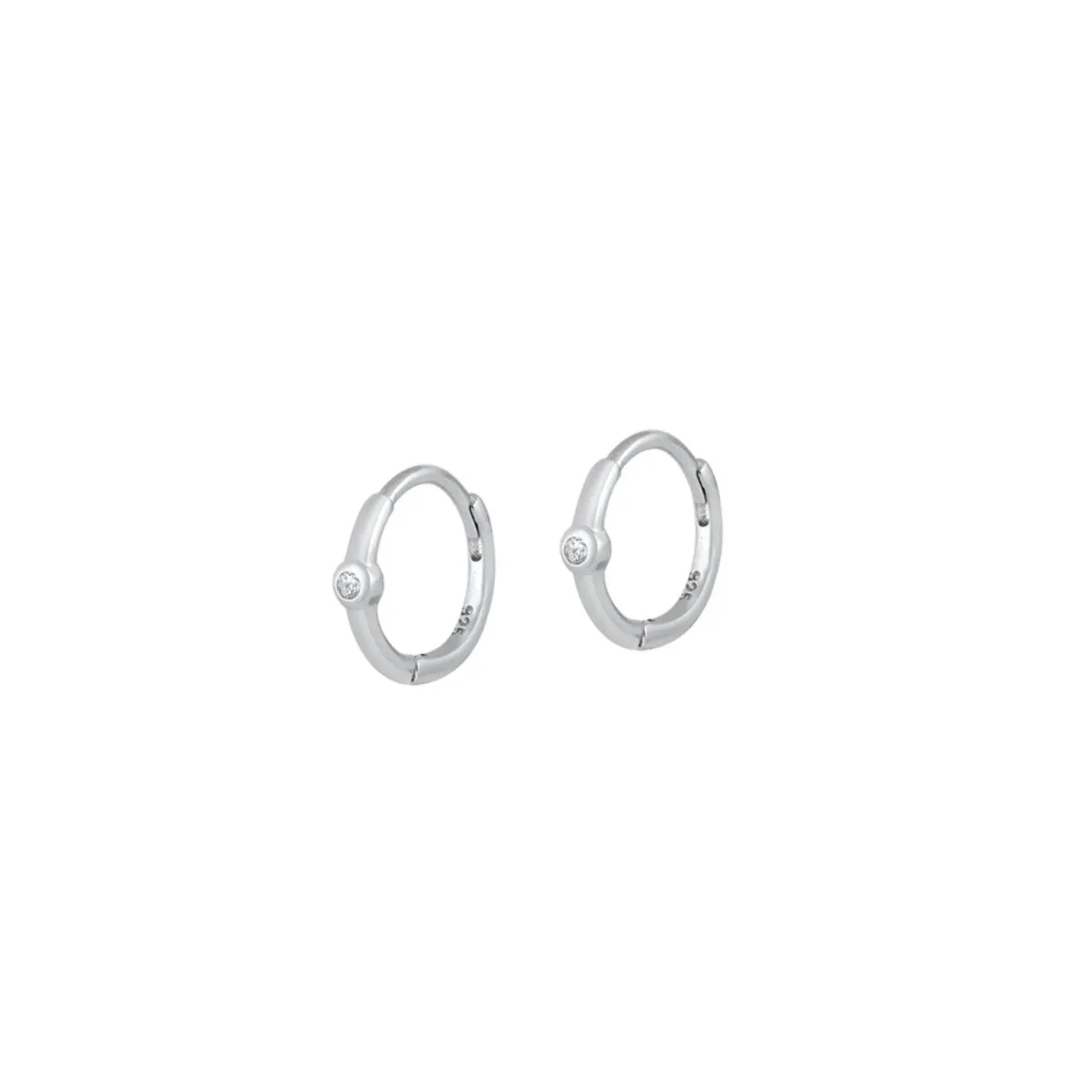 Sterling Silver Huggie Hoop Earring with Cubic Zirconia sold by Zulily