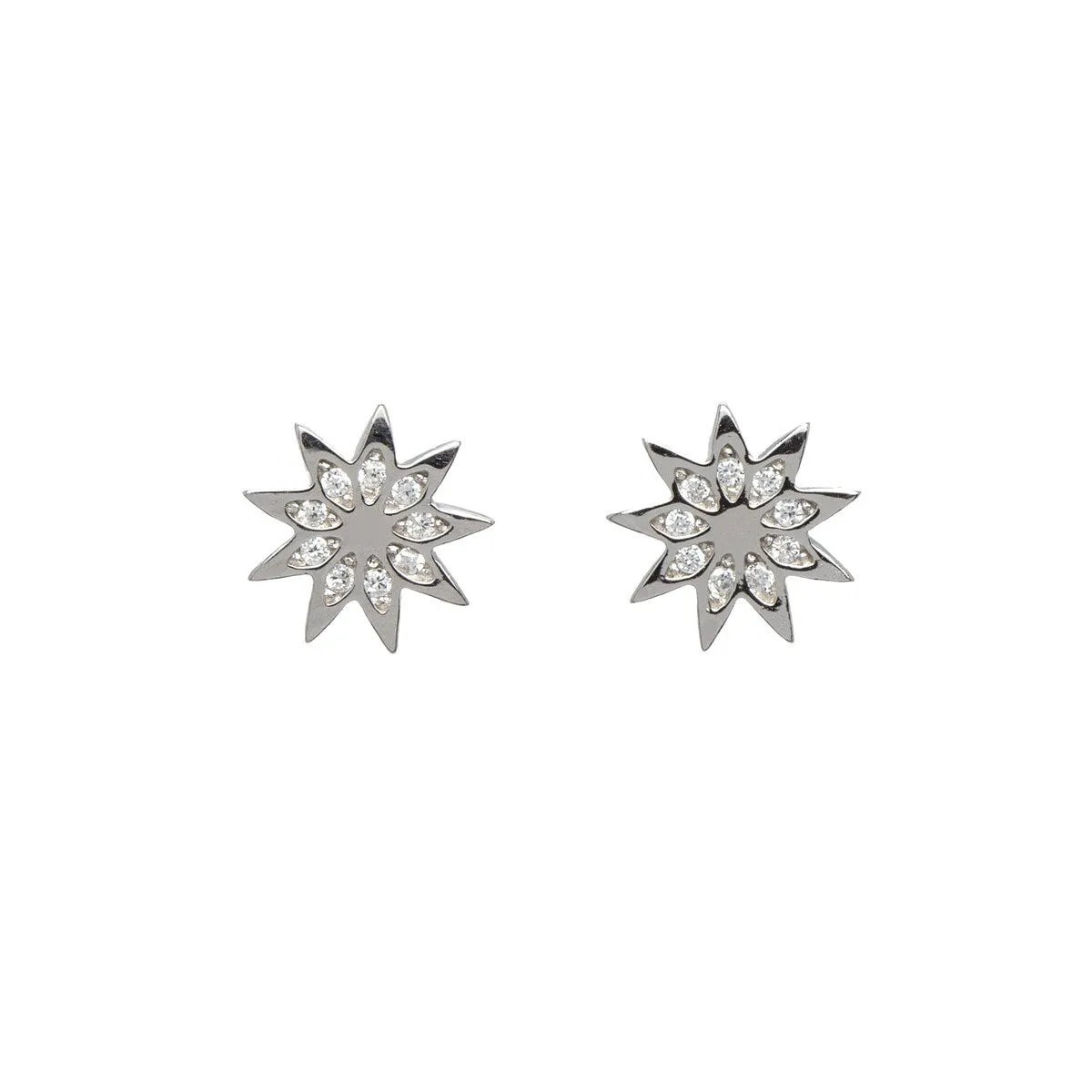 Sterling Silver Cubic Zirconia Flower Stud Earrings sold by Zulily