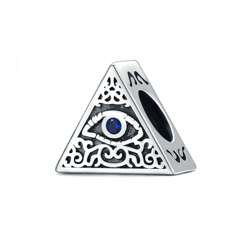 Blue Cubic Zirconia & Sterling Silver Pyramid Evil Eye Charm sold by Zulily