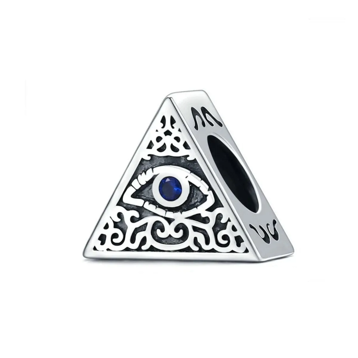 Blue Cubic Zirconia & Sterling Silver Pyramid Evil Eye Charm sold by Zulily